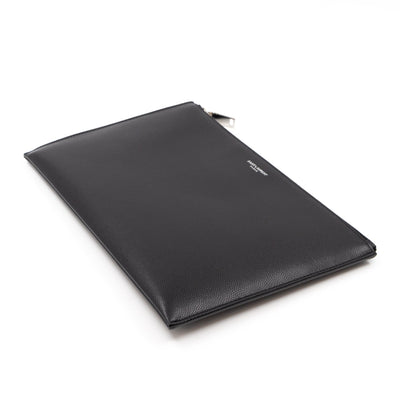 Folio Clutch Black Grained Leather