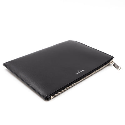 Folio Clutch Black Grained Leather