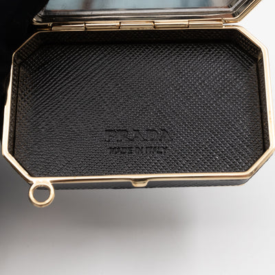 Vanity Case Black Nylon Saffiano Leather