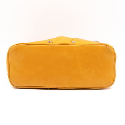 Small Poppy Shoulder Bag Zippers Yellow Antique Leather