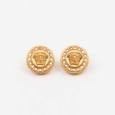 Greca Medusa Earrings Crystal Gold