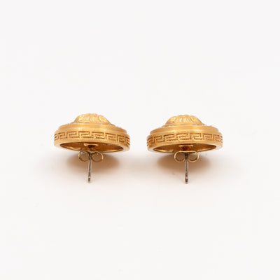 Greca Medusa Earrings Crystal Gold