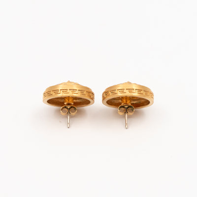 Greca Medusa Earrings Crystal Gold