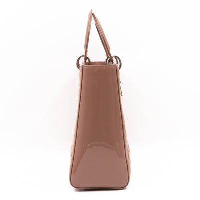 Lady Dior Large Dark Beige Patent Leather