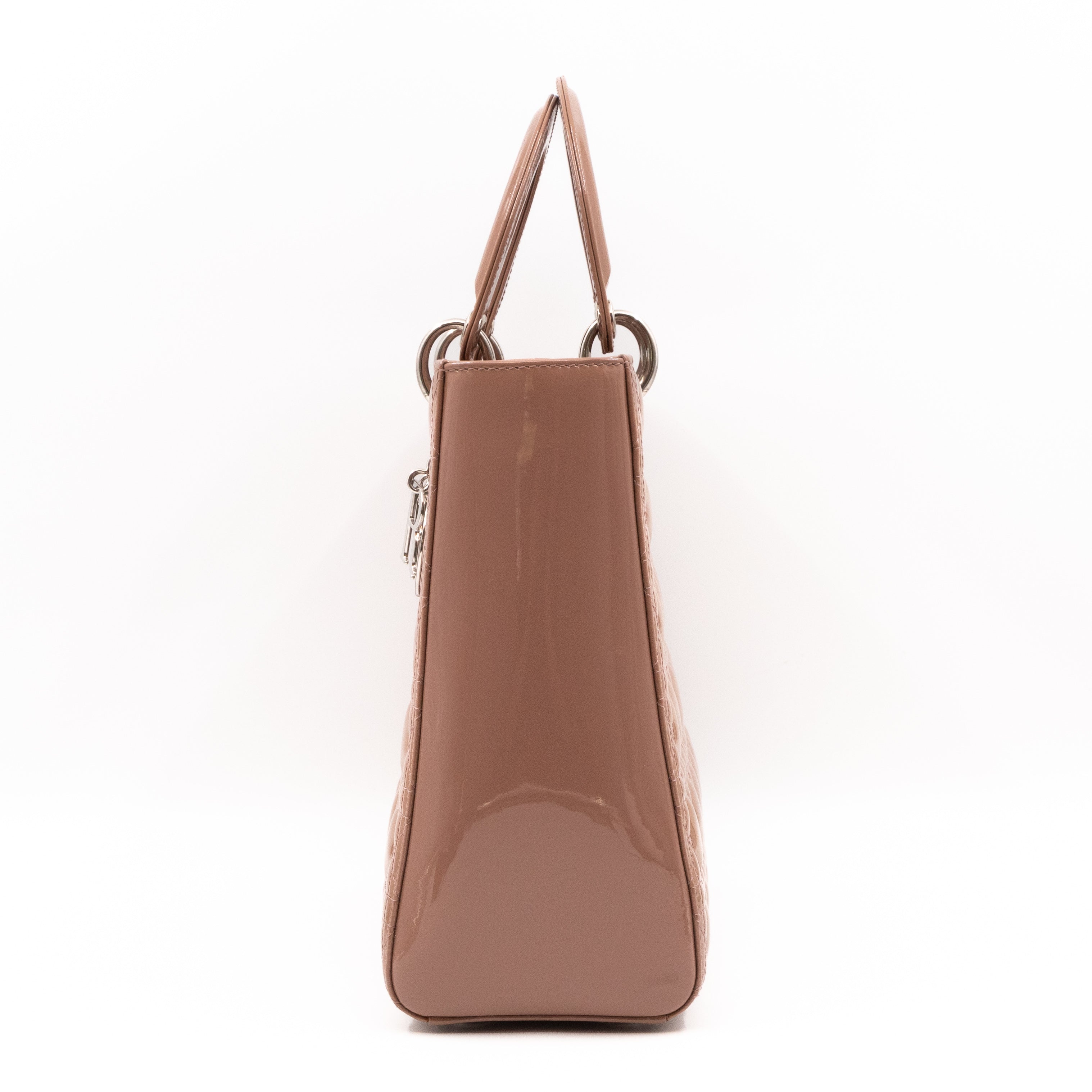 Lady Dior Large Dark Beige Patent Leather