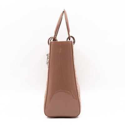 Lady Dior Large Dark Beige Patent Leather