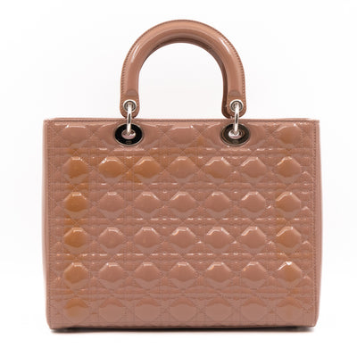 Lady Dior Large Dark Beige Patent Leather