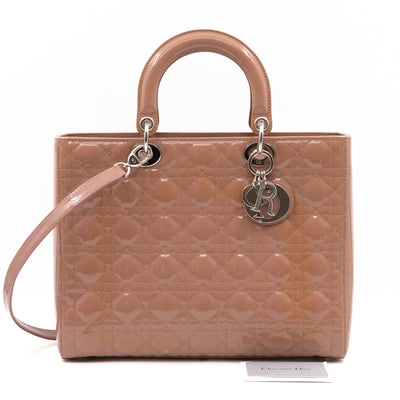 Lady Dior Large Dark Beige Patent Leather