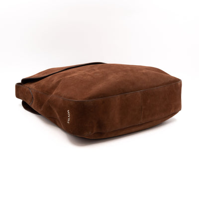 Double Flap Hobo Bag Brown Scamosciato Suede