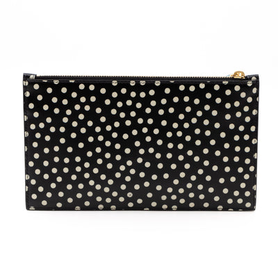Monogram Zipped Pouch Black Leather Polka Dot