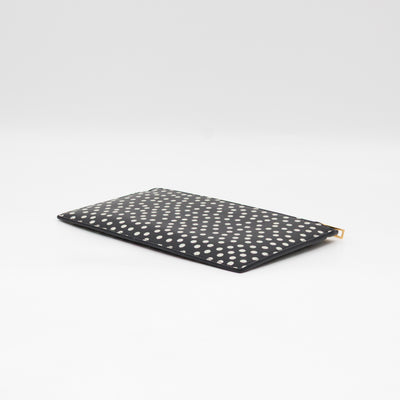 Monogram Zipped Pouch Black Leather Polka Dot