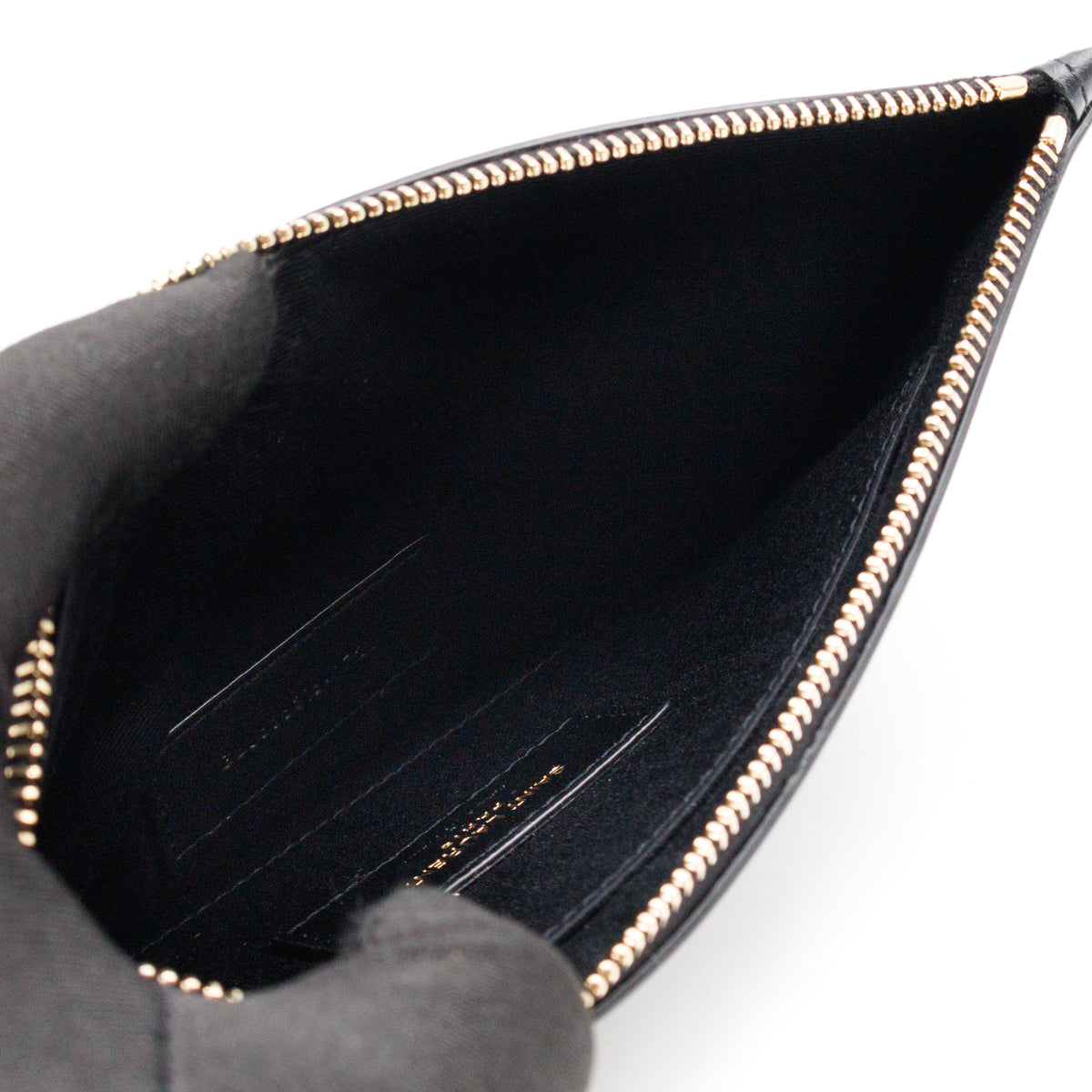 Monogram Zipped Pouch Black Leather Polka Dot