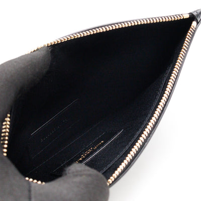 Monogram Zipped Pouch Black Leather Polka Dot