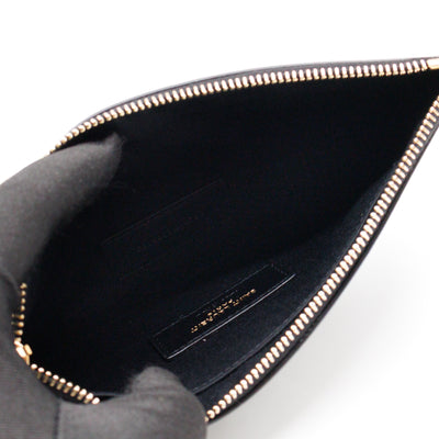 Monogram Zipped Pouch Black Leather Polka Dot