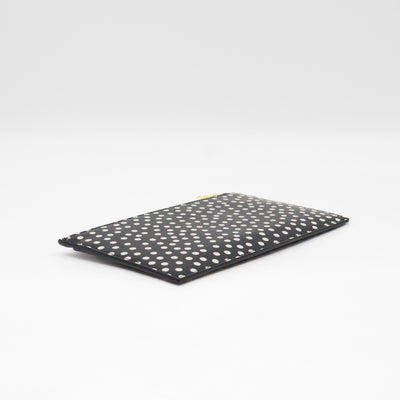Monogram Zipped Pouch Black Leather Polka Dot