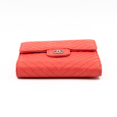 Small Classic Flap Wallet Coral Pink Leather