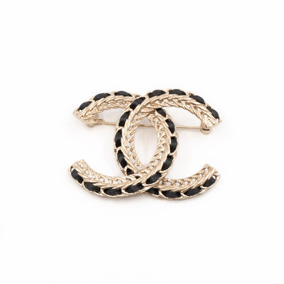 CC Leather & Chain Brooch