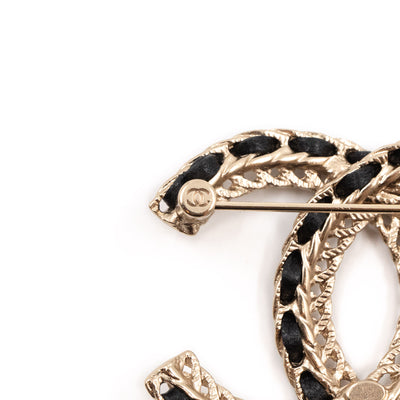 CC Leather & Chain Brooch