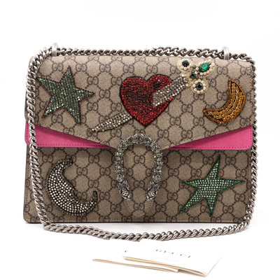 Dionysus Medium GG Supreme Pierced Heart Embroidered