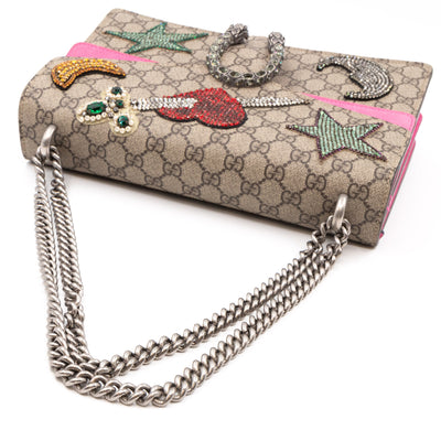 Dionysus Medium GG Supreme Pierced Heart Embroidered