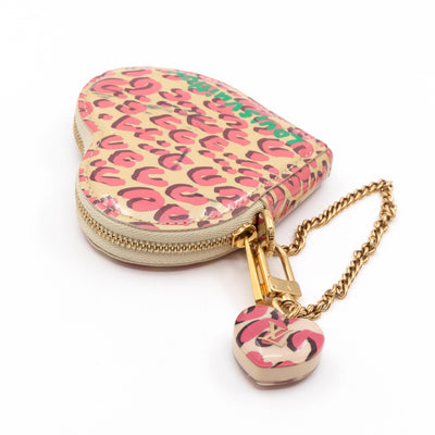 Heart Coin Purse Vernis Pink Leopard