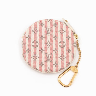 Round Coin Purse Mini Lin Croisette Rouge