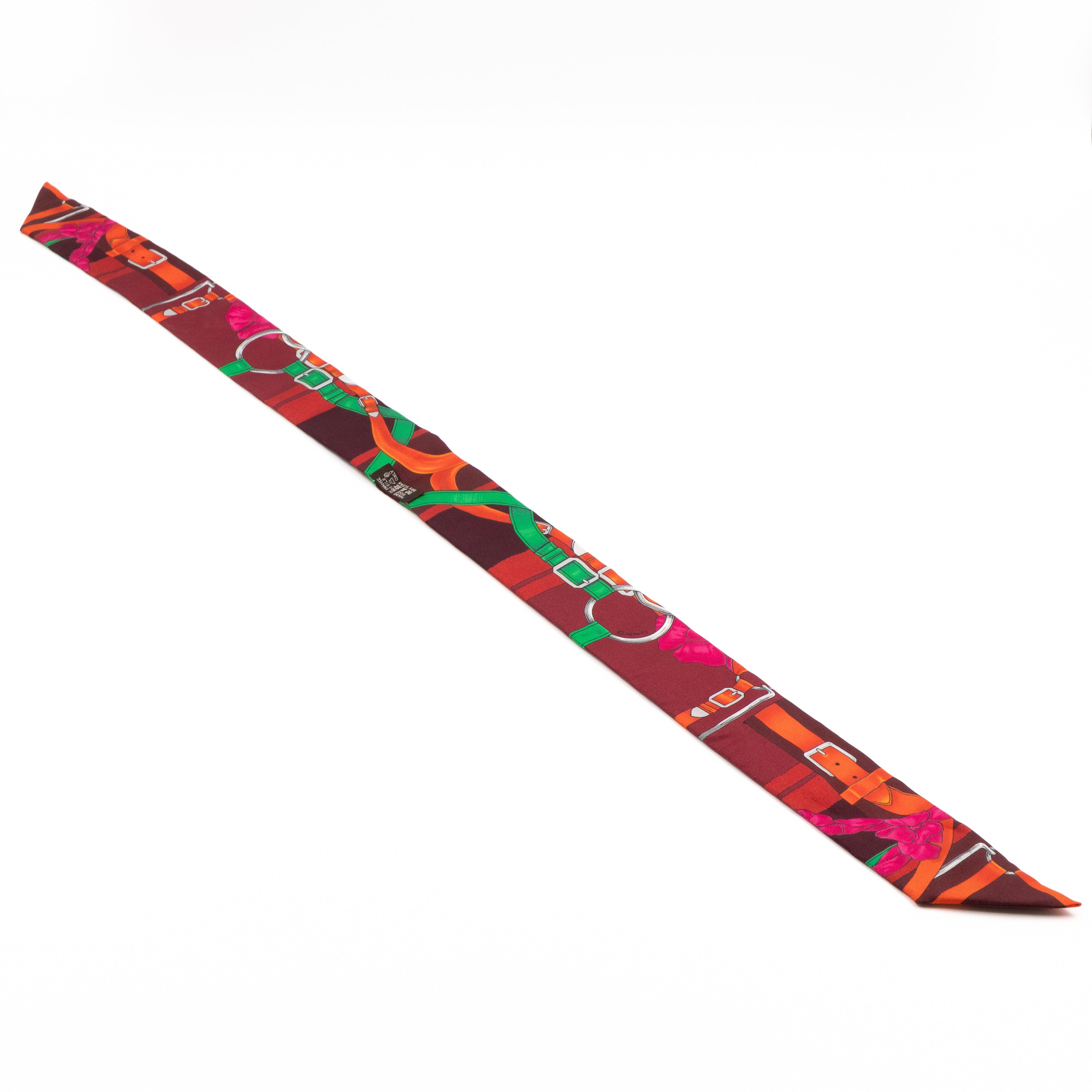 Twilly Scarf Grand Manege Fleuri Prune