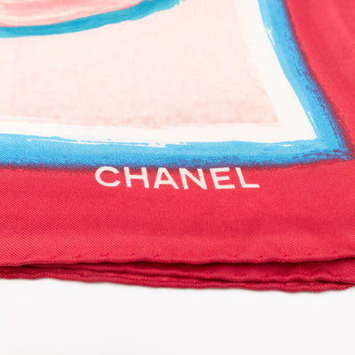 Coco Silk Square Scarf Pink Red 90 cm