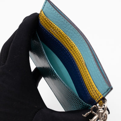 Lady Dior Card Holder Multicolor Embossed Leather
