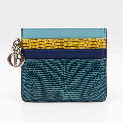 Lady Dior Card Holder Multicolor Embossed Leather