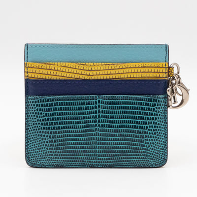 Lady Dior Card Holder Multicolor Embossed Leather