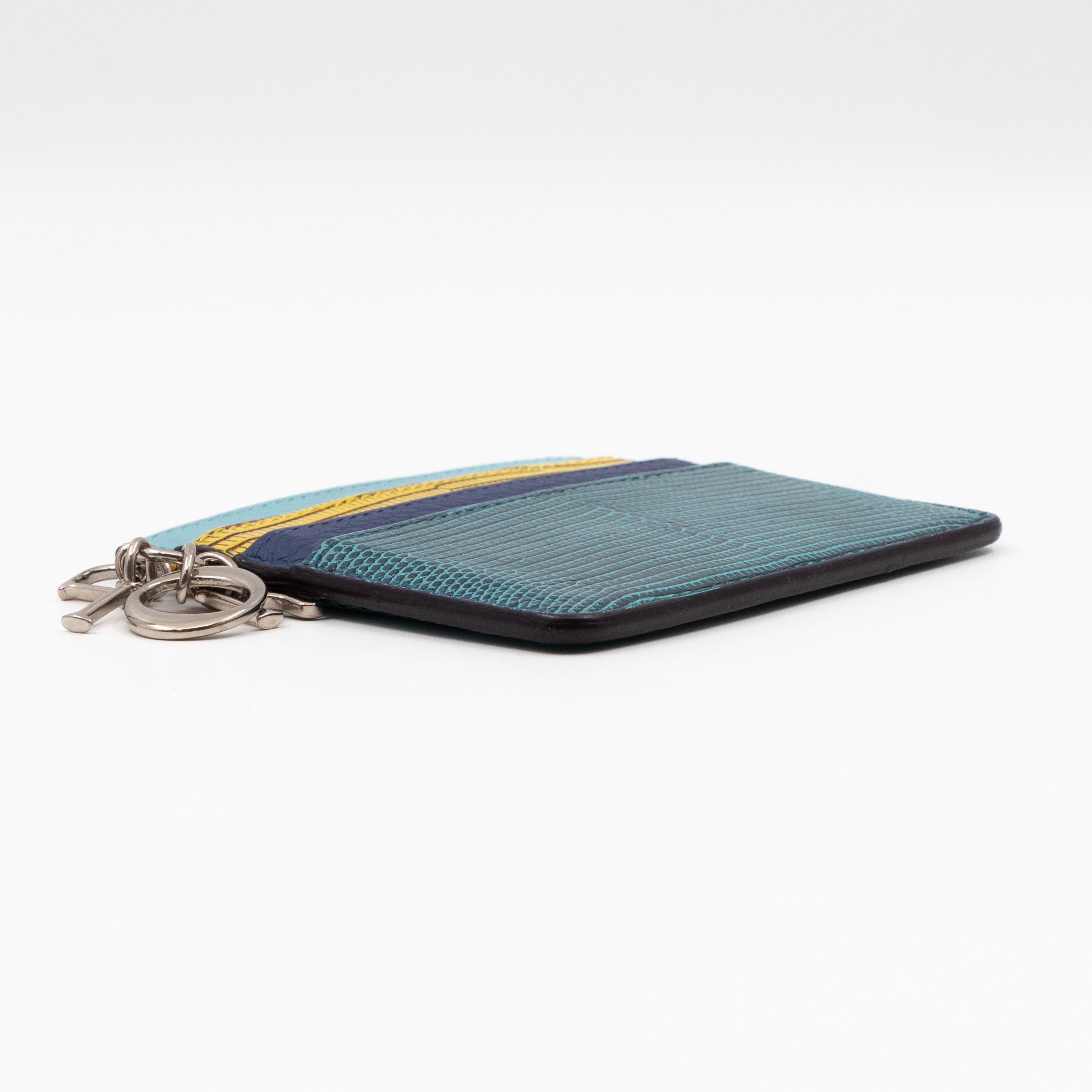 Lady Dior Card Holder Multicolor Embossed Leather