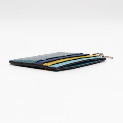Lady Dior Card Holder Multicolor Embossed Leather