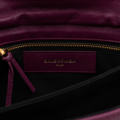 Metallic Edge Envelope Clutch Crossbody Purple Leather