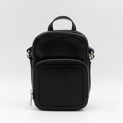 GG Embossed Mini Bag Black Leather