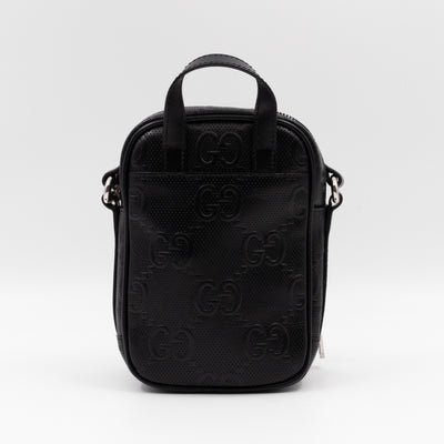 GG Embossed Mini Bag Black Leather