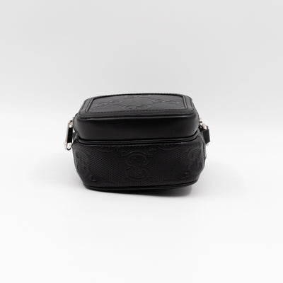 GG Embossed Mini Bag Black Leather