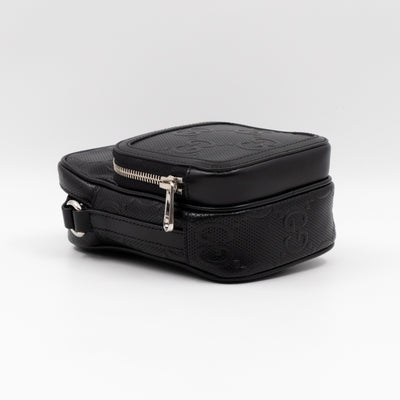GG Embossed Mini Bag Black Leather