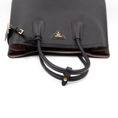 Double Bag Large Black Saffiano Leather
