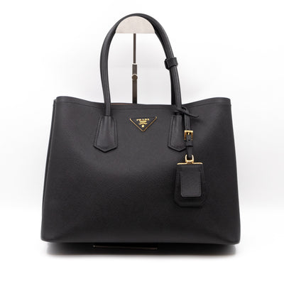 Double Bag Large Black Saffiano Leather