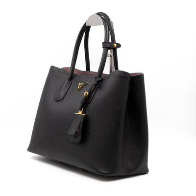 Double Bag Large Black Saffiano Leather