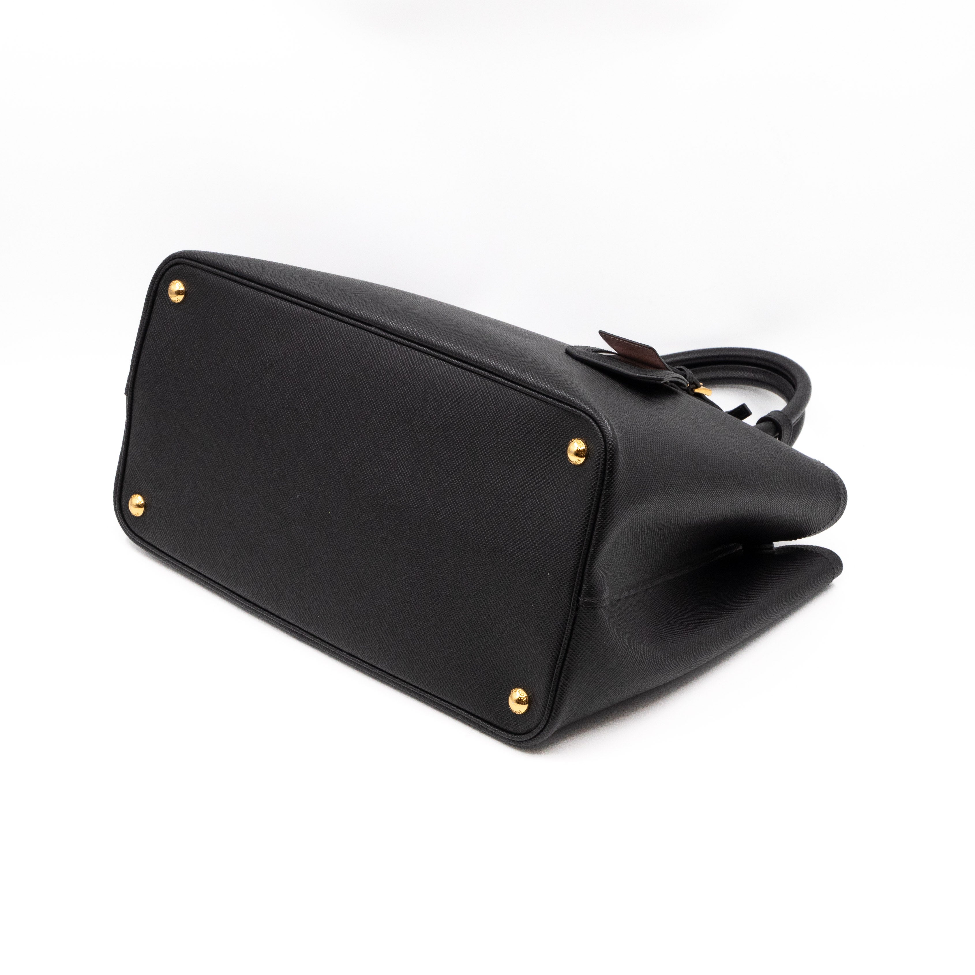 Double Bag Large Black Saffiano Leather
