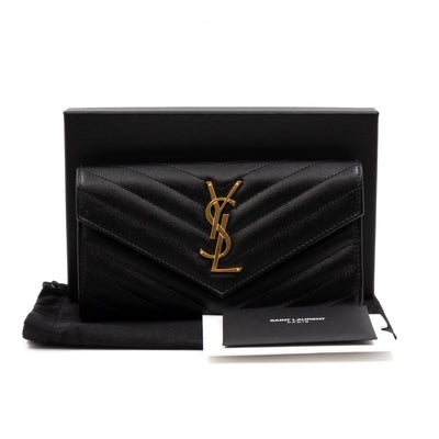 Cassandre Large Flap Wallet Black Leather