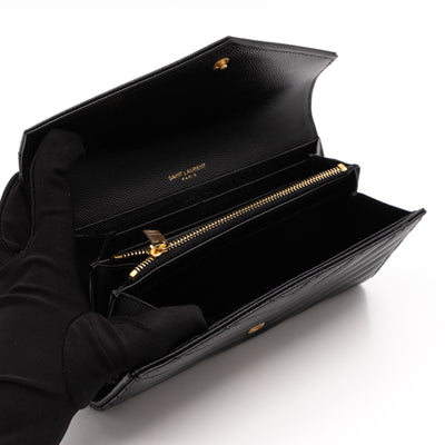 Cassandre Large Flap Wallet Black Leather