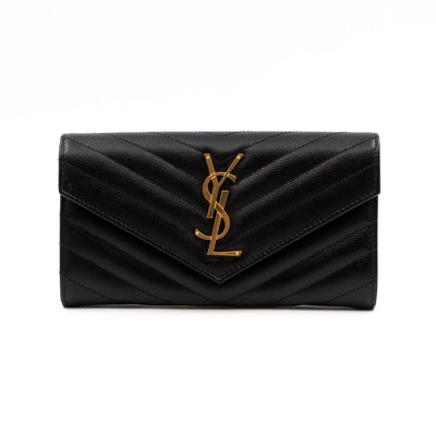Cassandre Large Flap Wallet Black Leather