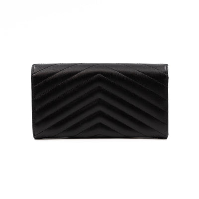 Cassandre Large Flap Wallet Black Leather