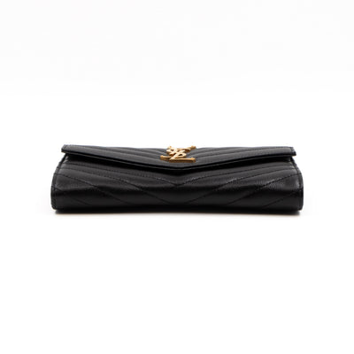 Cassandre Large Flap Wallet Black Leather