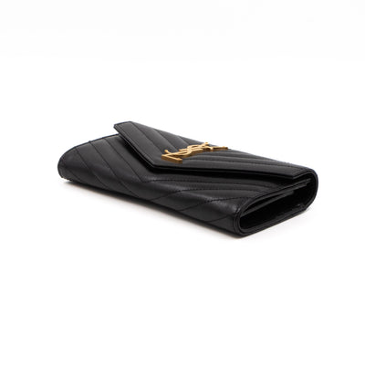 Cassandre Large Flap Wallet Black Leather