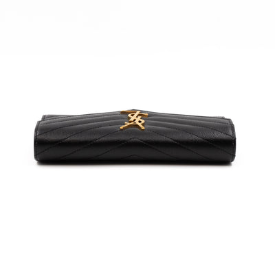 Cassandre Large Flap Wallet Black Leather