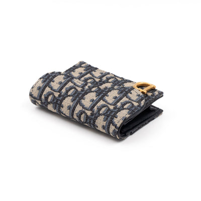 Saddle Flap Card Holder Blue Dior Oblique Jacquard